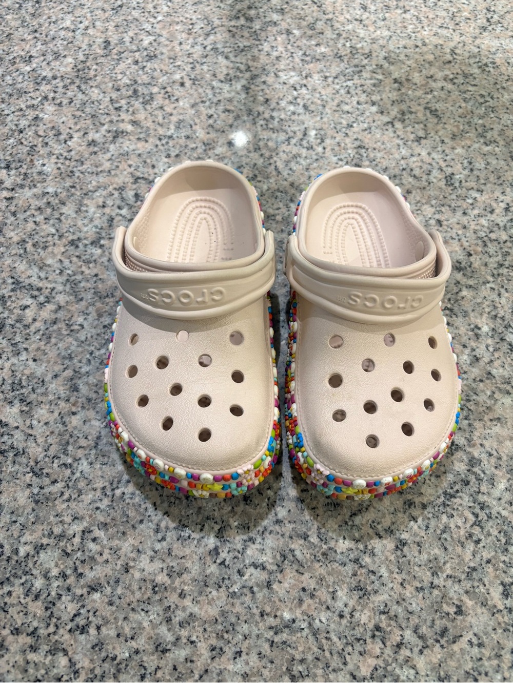 CROCS Kids' Light Pink Clog with Multicolor Bead Trim
